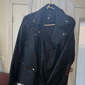 Kut from the Kloth Shiny Black Leather Jacket